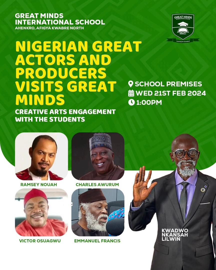 Nigerian Actors Ramsey Nouah, Charles Awurum, Victor Osuagwu, and Emmanuel Francis Engage Students at Great Minds International School on Creative Arts